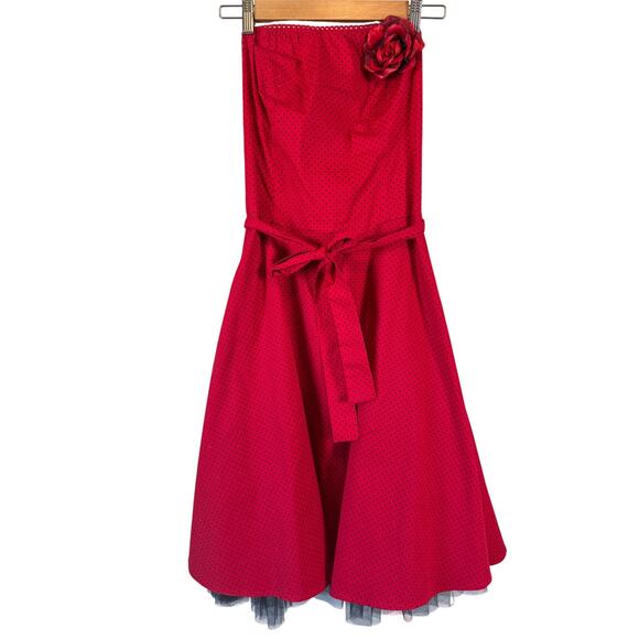 Vintage M Collection Rockabilly Dress Sz 15 Strapless Tulle Petticoat Polka Dots - Picture 1 of 7